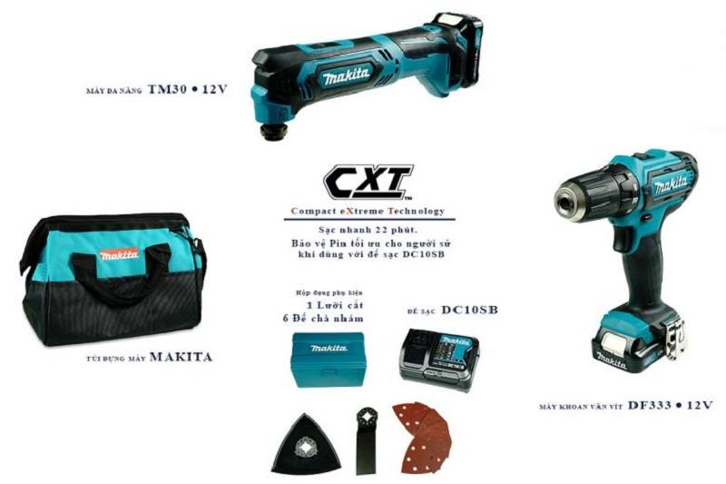 Bộ sản phẩm Makita CLX225SX1 12V có trọng lượng nhẹ và thiết kế gọn gàng
